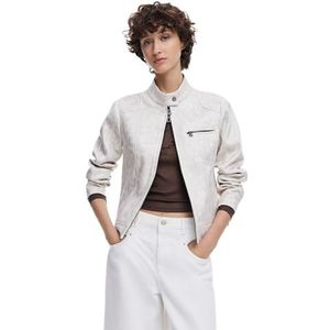 Desigual - 25SWEW46 - Mao Kraag Jas - Wit - Casual - Polyester