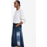 Desigual midi rok medium blue denim