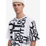 T-shirt - Ronde Hals - Jersey - Kwartmouw - Tekst Print