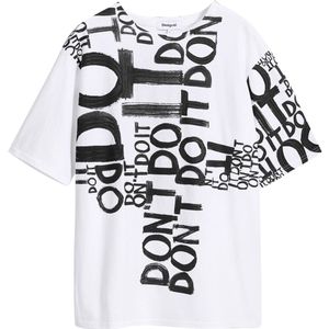 T-shirt - Ronde Hals - Jersey - Kwartmouw - Tekst Print