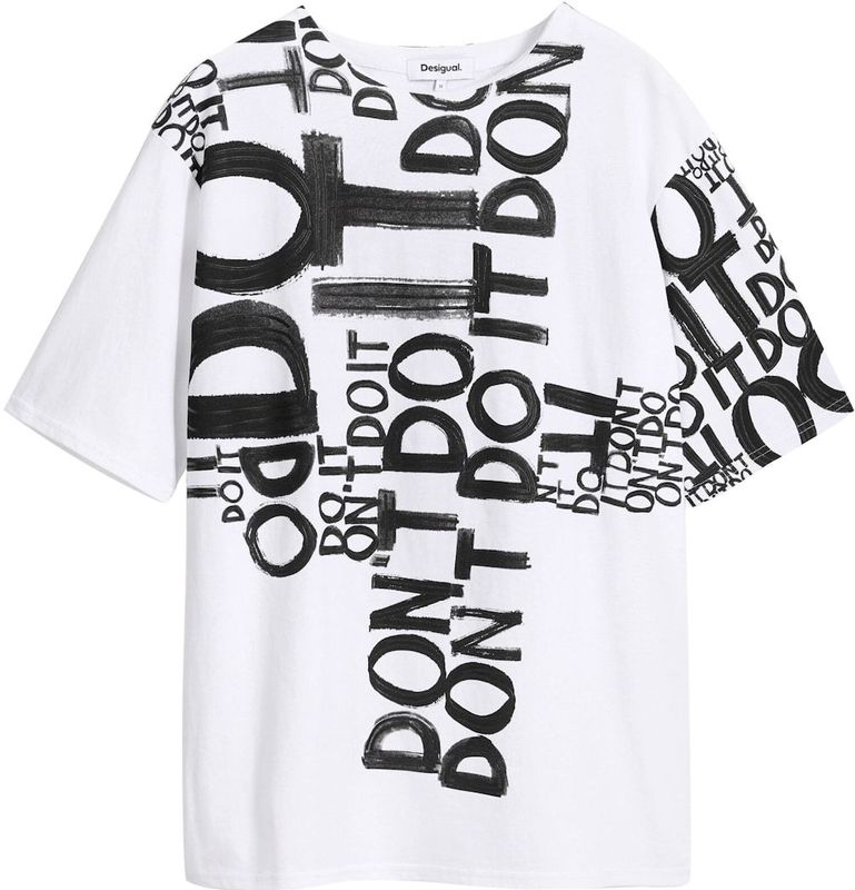 T-shirt - Ronde Hals - Jersey - Kwartmouw - Tekst Print