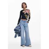 Desigual - Top - Zwart - Rib Gebreid - Lange Mouwen