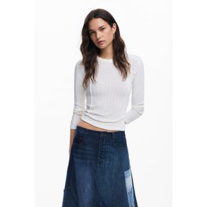 Desigual - T-shirt - Effen - Katoen - Lange Mouwen - Ronde Hals