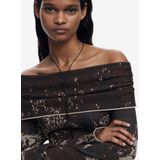 Desigual - Korte Jurk - Donkerbruin - Rib Gebreid