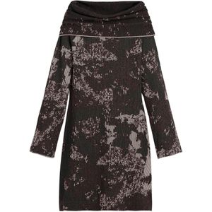 Desigual - Korte Jurk - Donkerbruin - Rib Gebreid