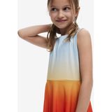 Desigual - Jurk - Pastelblauw / Oranje / Rood / Bourgogne - Knielengte - Mouwloos