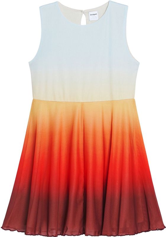 Desigual - Jurk - Pastelblauw / Oranje / Rood / Bourgogne - Knielengte - Mouwloos