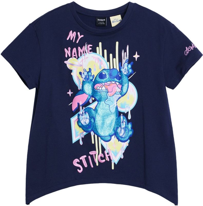 Desigual - Stitch™-top - T-shirt - Korte Mouwen - Ronde Hals - Asymmetrische Zoom