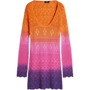 Desigual - Tie-Dye - Gehaakte Jurk - Kort - Lange Mouwen - Ronde Hals