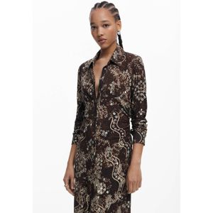 Desigual - Blousejurk - Crème - Donkerbruin - Jade Groen