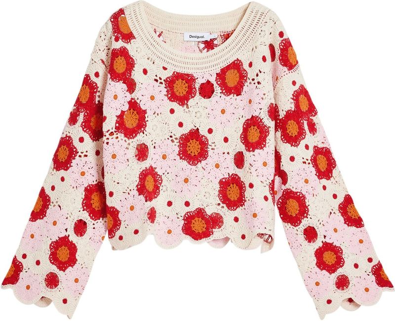 About You - Gebreide Trui - Ronde Hals - Bloemenprint - Katoen