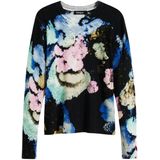 Desigual - Floral Pattern - Gebreide Trui - Blauw - Lange Mouwen - Ronde Hals
