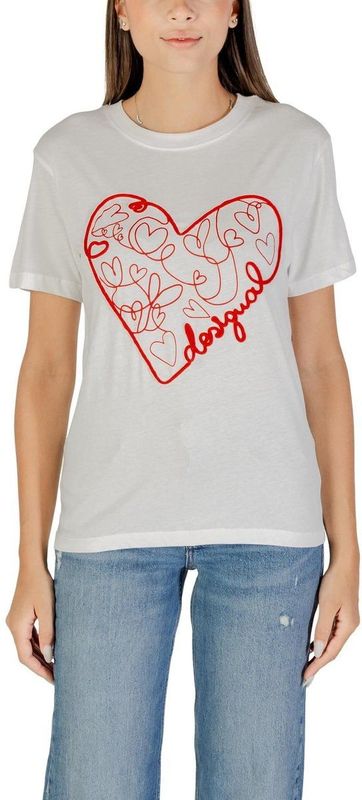 Desigual - T-shirt - Wit - Korte Mouwen - Ronde Hals