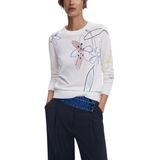 Desigual - Floral - Knitwear - Wit - Lange Mouwen - Ronde Hals