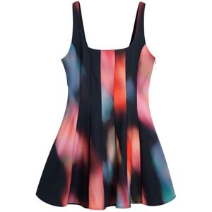 Paneeljurk - Korte Jurk - Slim Fit - Vierkante Halslijn - Kleurrijke Vlekkenprint