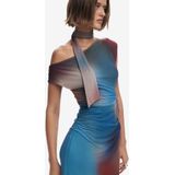 Desigual - Mesh Midi Jurk - Multi - Korte Mouwen - Bodycon