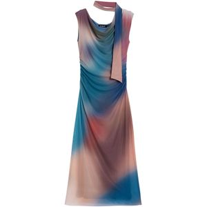 Desigual - Mesh Midi Jurk - Multi - Korte Mouwen - Bodycon