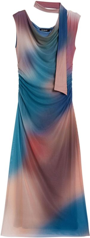 Desigual - Mesh Midi Jurk - Multi - Korte Mouwen - Bodycon