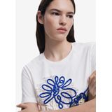 Desigual - Bloemen T-shirt - Katoen - Korte Mouwen - Ronde Hals