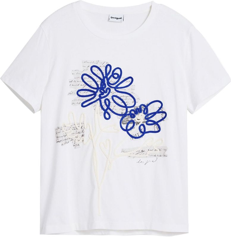 Desigual - Bloemen T-shirt - Katoen - Korte Mouwen - Ronde Hals