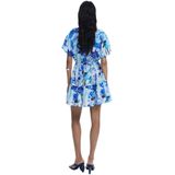 Desigual - Jurk - Kobaltblauw/Azuur/Pastelblauw - Korte Lengte - Bloemenprint