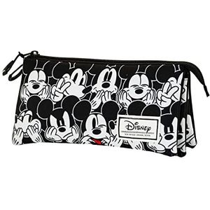 Disney Mickey Mouse Mess-Pennenetui, drievoudig FAN, zwart, 23 x 11 cm, zwart, Talla única, drievoudige Fan Mess etui, zwart., Drievoudig Fan Mess etui