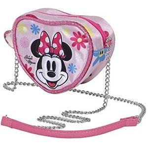 Disney Minnie Mouse - Schoudertasje - Hartje - 3D - Floral - Roze - 11,5 x 10 x 5,5 cm