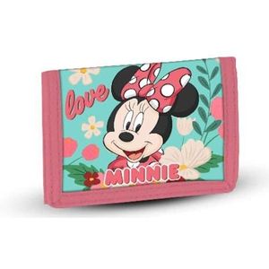 Disney Minnie Mouse Frozen Portemonnee met 2 klittenbandsluiting, 21,5 x 9 cm, Veelkleurig Tuin Groen, Eén maat, Velcro Portemonnee Garden Groen