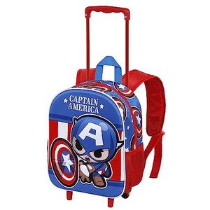 Captain America Let's goSmall Rugzak met 3D-wielen, blauw, rood, één maat, kleine 3D-rugzak met wieltjes, Let's go, Rood, Let's go kleine 3D-rugzak met wieltjes