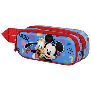 Mickey Mouse Mates 3D dubbele pennenetui, blauw, één maat, dubbele tas, 3D mat, Blauw, Mates 3D dubbele etui