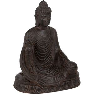 BigBuy Home Boeddha sculptuur bruin 62,5 x 43,5 x 77 cm