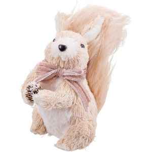 Roze Polyfoam Eekhoorn Kerstpop, 18 cm