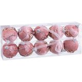 Kerstballen Roze Gouden Polyfoam Weefsel 6 x 6 x 6 cm (10 Stuks)