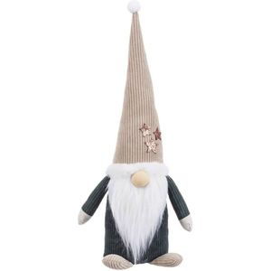 Kerstversiering Groen Beige Zand Weefsel Kerstman 30 cm