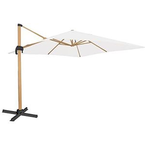 LOLAhome Tiber Parasol voor de tuin, excentrisch met zwengel, wit, aluminium, 300 x 400 cm