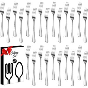Vorken RVS 24 delig hoogglans gepolijst vaatwasmachinebestendig vorkenset metalen vork vorken metalen bestek vorkenset RVS vorken tafelvorken