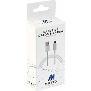 MUTTO Datakabel van PVC, USB 2.0, micro-USB, 1 meter, wit, compatibel met Android-telefoons, Samsung, Huawei, Kindle, Xiaomi, Sony, Nexus, EBook, PS4-controller, Xbox One en Xbox One S