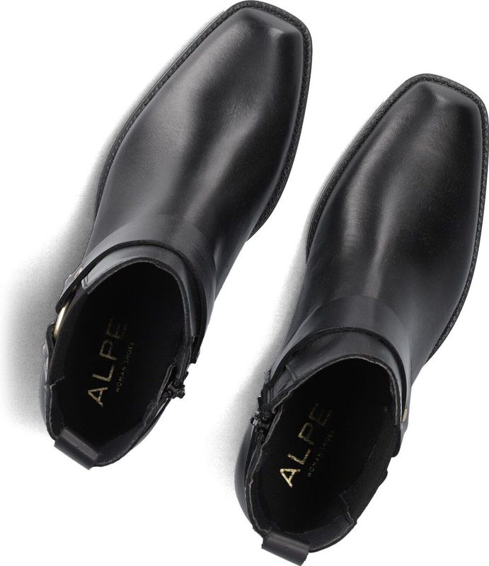ALPE 52941705 Enkellaarsjes - Dames - Zwart - Leer - Met Rits