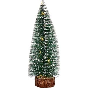Krist+ Mini decoratie kerstboompje - met licht - H30 cm - groen - kunststof