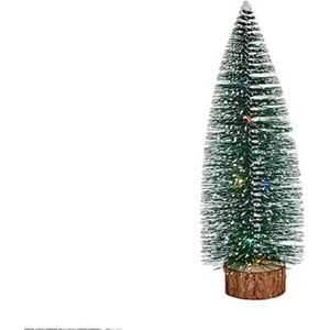 Krist+ Mini decoratie kerstboompje - met licht - H30 cm - groen - kunststof