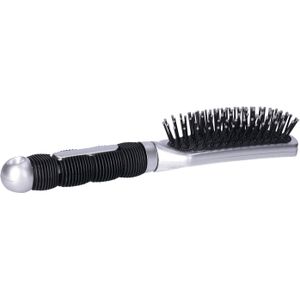 Haarborstel Hairmaster - zilver met zwart handvat - 23 x 5 cm - kunststof - heren/dames/kinderen