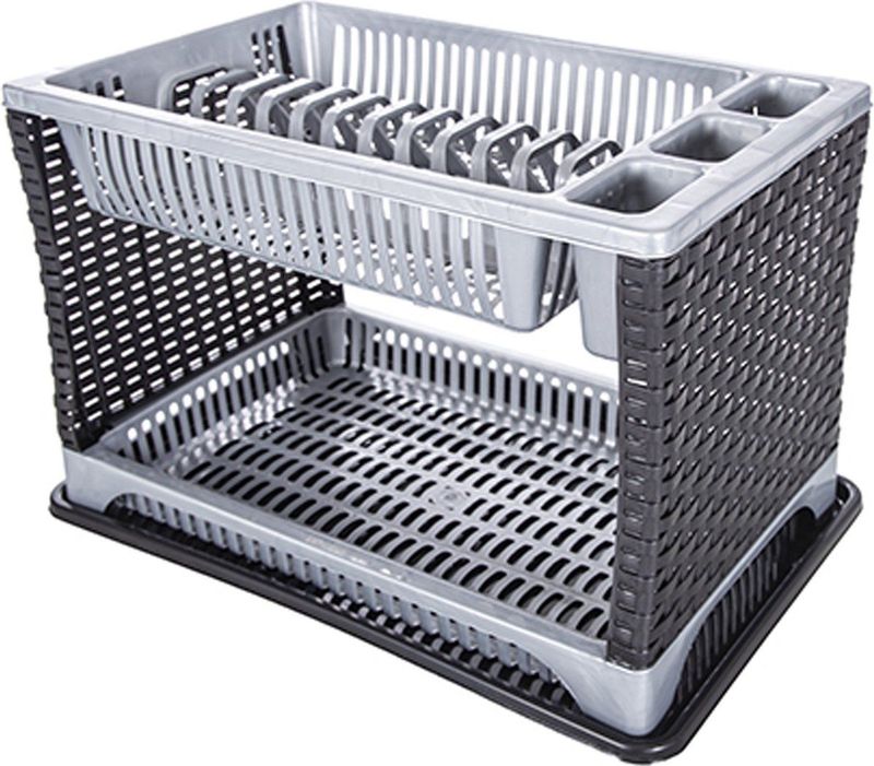 CM - Afdruiprek - Grijs - Kunststof - Voor 12 Borden