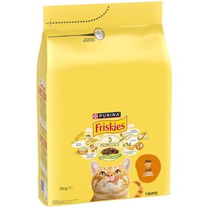 Friskies Voedsel voor volwassen katten, droogvoer met rundvlees, kip en groenten, 3 kg, 4 stuks