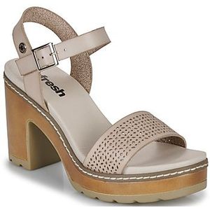 Refreshvoor vrouwen. 17077703-HIELO Sandalen 170777 beige (38), 8 tot 10 cm, Gesp, Casual