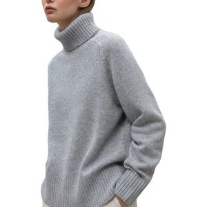 ECOALFvoor vrouwen. MCWGAKNCAQUI0632W24-125 Khaki blauwe trui (XS), Casual, Lange mouwen, Duurzaam, Gerecyclede Wol