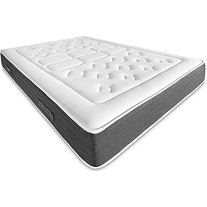 DUÉRMETE ONLINE Bio Nature Matras van traagschuim, milieuvriendelijk, optimale hardheid en comfort, gemiddelde hardheid, anti-mijt, antibacterieel en hypoallergeen, wit, 90 x 190 cm