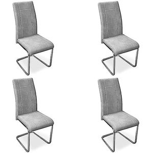 Homey Set van 4 gestoffeerde stoelen voor woonkamer, eetkamer, Marengo, met verchroomde poten, model Skadi, aluminium, 42,5 cm (B) x 52 cm (D) x 99 cm (H)