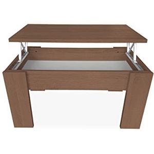 Somnia Descanso - Opklapbare salontafel, woonkamer- of eettafel, walnootkleurige afwerking, afmetingen: 90 cm (breedte) x 50 cm (diepte) x 46-57 cm (hoogte)