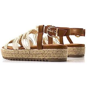 MTNG Bloksandalen Amelie 52828 bloksandalen voor dames, casual bloksandalen, gespsluiting, Beige, 41 EU