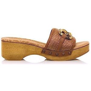 MTNG Elois 50545 damessandalen met hak, leer, binnenkant leer en ronde kant, casual sandalen, zonder sluiting, Bruin, 37 EU